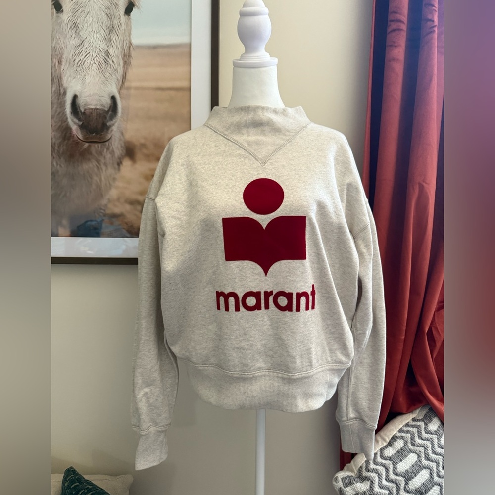 Isabel Marant Gray and Red Crewneck Sweater